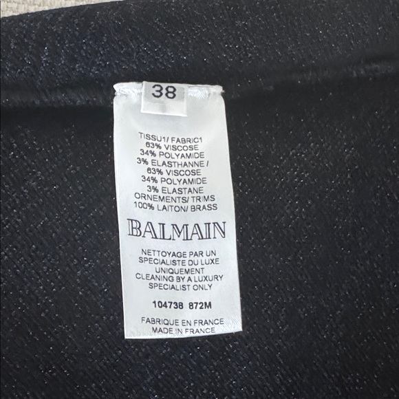 Balmain Asymmetrical Blue and Black Skirt with Gold Studs - Picture 4 of 4